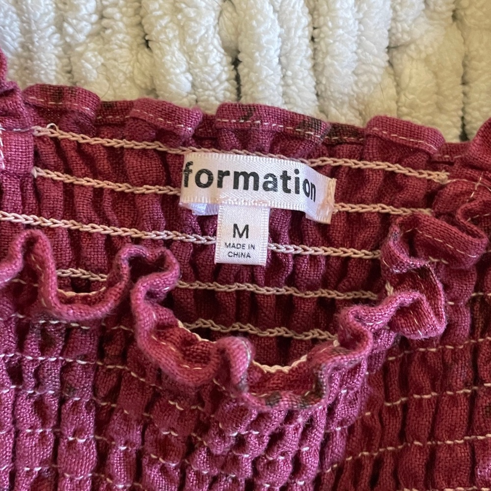 Reformation Burgundy Smocked Top - Picture 3 of 4